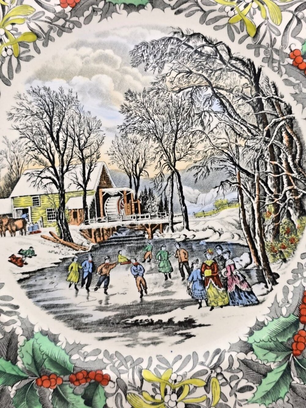 Adams China Winter Pastime 10.5" Dinner Plate Winter Scenes B. Altman England - Picture 2 of 11